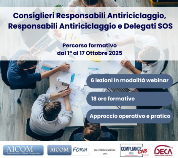 Corso di formazione Consiglieri Responsabili Antiriciclaggio, Responsabili Antiriciclaggio e Delegati SOS